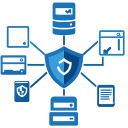 Supply chain device access cybersecurity icon representing secure partner connectivity