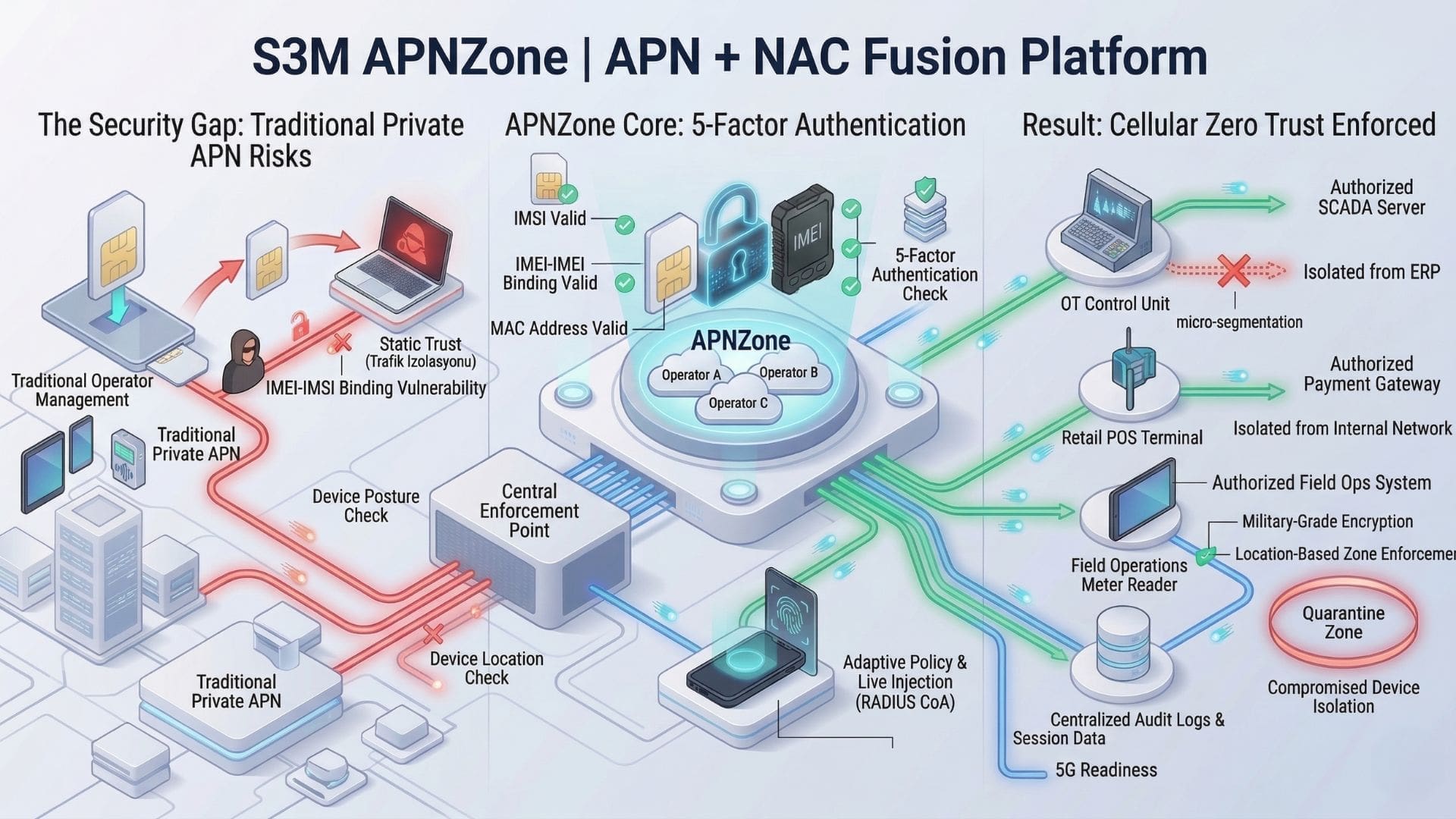 private apn security architecture with multi operator integration and identity based access control